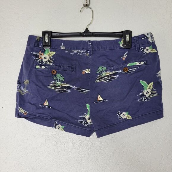 Fossil Navy Blue Tropical Hawaiian Surfer Vacation Flat Front Chino Shorts Sz 10 - Picture 6 of 8